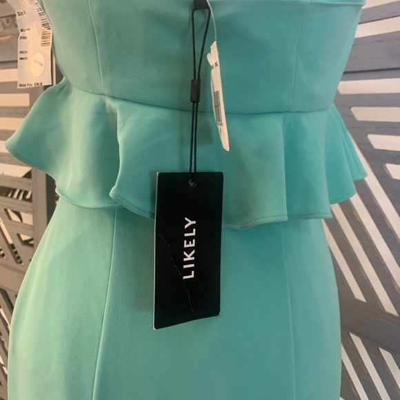 NEW LIKELY Eden Sea Breeze Dress 6 Party Event Formal Gown Mermaid Tiny Flaw - Picture 11 of 16